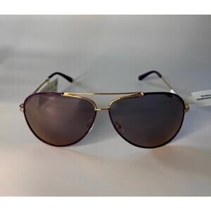 Salvatore Ferragamo SF131S 736 Shiny Light Gold, Purple/Grey Sunglasses